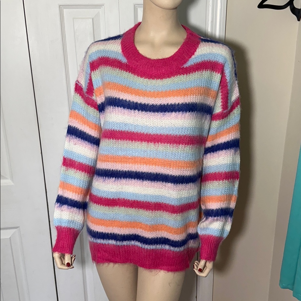 Colorful Striped Mohair Sweater